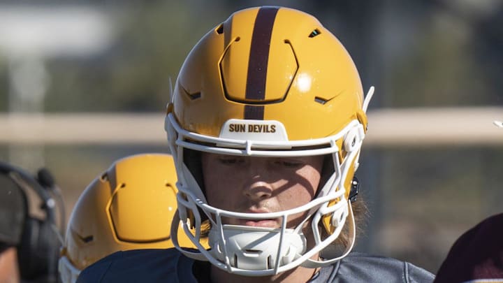 Cutter Boley (#8 QB) during ASU football practice at Kajikawa Practice fields in Tempe, Arizona, on March 19, 2026. Cutter Boley (#8 QB) during ASU football practice at Kajikawa Practice fields in Tempe, Arizona, on March 19, 2026.