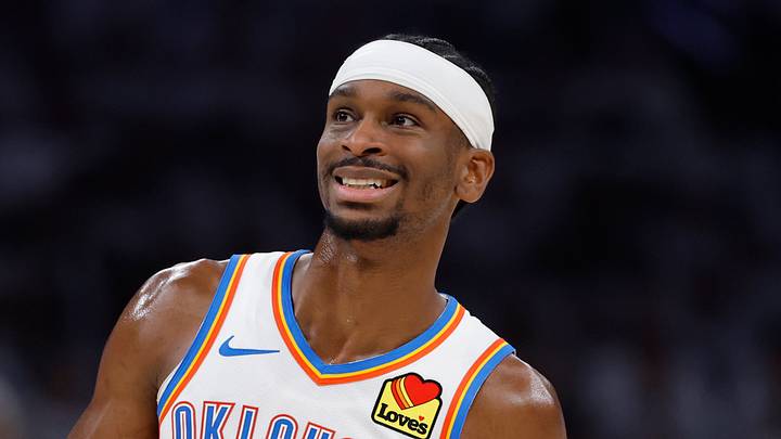 May 26, 2026; Oklahoma City, Oklahoma, USA; Oklahoma City Thunder guard Shai Gilgeous-Alexander (2) reacts after a play during the third quarter against the San Antonio Spurs in game five of the western conference finals for the 2026 NBA playoffs at Paycom Center. Mandatory Credit: Alonzo Adams-Imagn Images May 26, 2026; Oklahoma City, Oklahoma, USA; Oklahoma City Thunder guard Shai Gilgeous-Alexander (2) reacts after a play during the third quarter against the San Antonio Spurs in game five of the western conference finals for the 2026 NBA playoffs at Paycom Center. Mandatory Credit: Alonzo Adams-Imagn Images