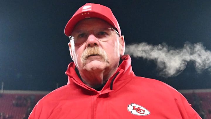 Dec 7, 2025; Kansas City, Missouri, USA; Kansas City Chiefs head coach Andy Reid walks off the field after the game against the Houston Texans at GEHA Field at Arrowhead Stadium. Mandatory Credit: Amy Kontras-Imagn Images Dec 7, 2025; Kansas City, Missouri, USA; Kansas City Chiefs head coach Andy Reid walks off the field after the game against the Houston Texans at GEHA Field at Arrowhead Stadium. Mandatory Credit: Amy Kontras-Imagn Images