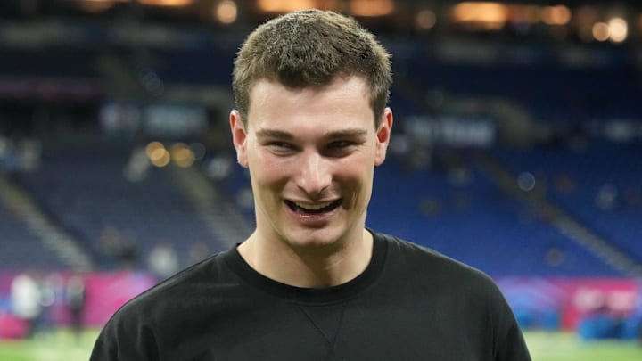 Former Indiana quarterback Fernando Mendoza during the NFL Scouting Combine.