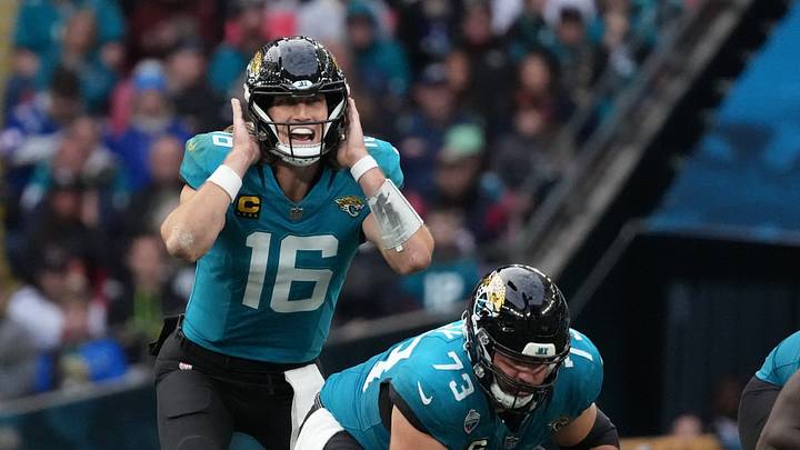 Oct 18, 2026; London, ENG; Jacksonville Jaguars quarterback Trevor Lawrence (16) yells during the second half against the Houston Texans at Wembley Stadium. Mandatory Credit: Kirby Lee-Imagn Images Oct 18, 2026; London, ENG; Jacksonville Jaguars quarterback Trevor Lawrence (16) yells during the second half against the Houston Texans at Wembley Stadium. Mandatory Credit: Kirby Lee-Imagn Images