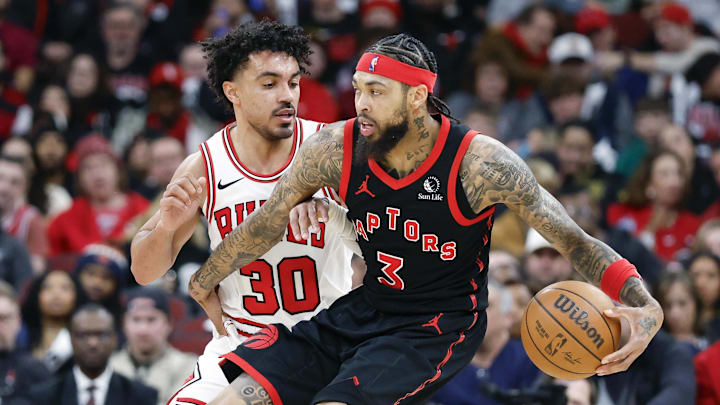 Feb 19, 2026; Chicago, Illinois, USA; Chicago Bulls guard Tre Jones (30) defends against Toronto Raptors forward Brandon Ingram (3) during the second half at United Center. Mandatory Credit: Kamil Krzaczynski-Imagn Images Feb 19, 2026; Chicago, Illinois, USA; Chicago Bulls guard Tre Jones (30) defends against Toronto Raptors forward Brandon Ingram (3) during the second half at United Center. Mandatory Credit: Kamil Krzaczynski-Imagn Images
