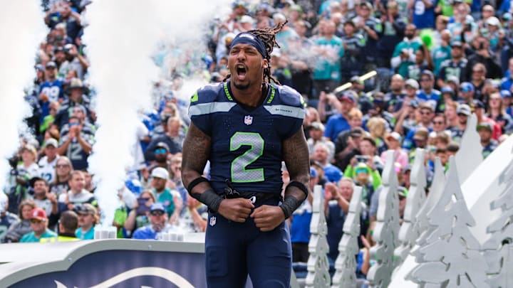 Sep 22, 2024; Seattle, Washington, USA; Seattle Seahawks safety Rayshawn Jenkins (2) enters Lumen Field before the match against the Miami Dolphins. Mandatory Credit: Kevin Ng-Imagn Images