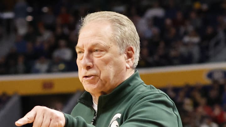 Michigan State's Tom Izzo gives instructions during a game against Louisville in the second round of the NCAA Tournament at the KeyBank Center on Saturday, March 21, 2026. Michigan State's Tom Izzo gives instructions during a game against Louisville in the second round of the NCAA Tournament at the KeyBank Center on Saturday, March 21, 2026.