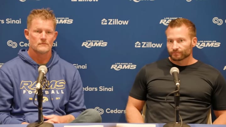 Les Snead and Sean McVay spoke to the media after drafting Ty Simpson on Thursday.
