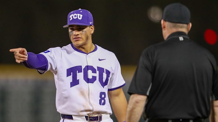 TCU utility player Isaac Cadena against Fresno State, 03/07/2025