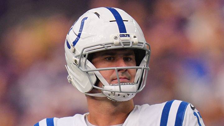 Indianapolis Colts quarterback Daniel Jones drops back to pass