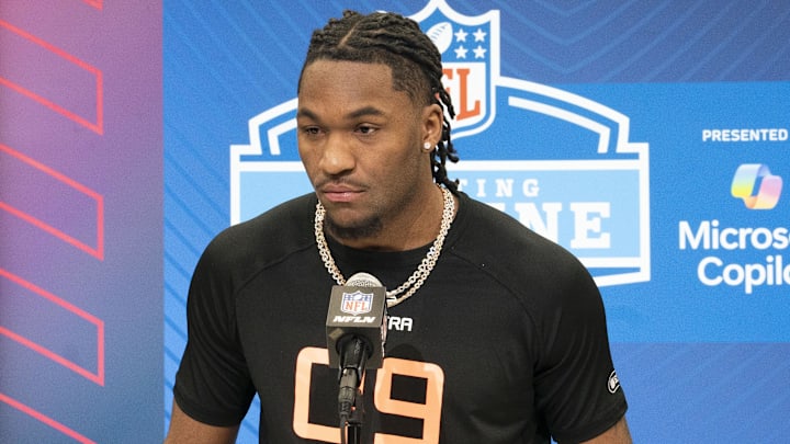 Feb 28, 2025; Indianapolis, IN, USA; Missouri wideout Luther Burden III (WO09) answers questions at a press conference during the 2025 NFL Combine at Indiana Convention Center. Mandatory Credit: Stephanie Amador Blondet-Imagn Images Feb 28, 2025; Indianapolis, IN, USA; Missouri wideout Luther Burden III (WO09) answers questions at a press conference during the 2025 NFL Combine at Indiana Convention Center. Mandatory Credit: Stephanie Amador Blondet-Imagn Images