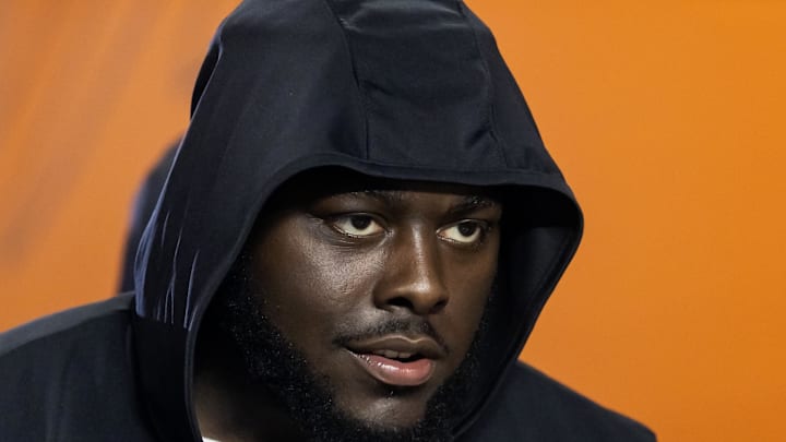 Miami Hurricanes offensive lineman Markel Bell (70). Mandatory Credit: Mark J. Rebilas-Imagn Images