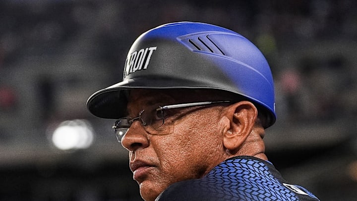 Detroit Tigers third base coach Joey Cora (56) looks on before sixth inning against Kansas City Royals at Comerica Park in Detroit on Friday, April 18, 2025.