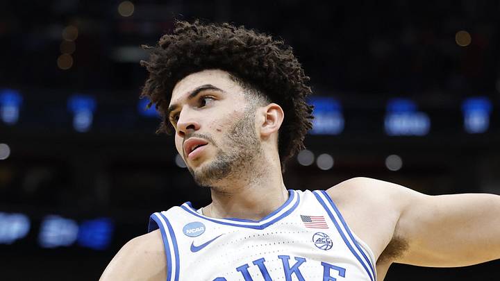 Mar 29, 2026; Washington, DC, USA; Duke Blue Devils forward Cameron Boozer (12) grabs the ball in front of UConn Huskies forward Jaylin Stewart (3) in the first half during an Elite Eight game of the East Regional of the men's 2026 NCAA Tournament at Capital One Arena. Mandatory Credit: Amber Searls-Imagn Images Mar 29, 2026; Washington, DC, USA; Duke Blue Devils forward Cameron Boozer (12) grabs the ball in front of UConn Huskies forward Jaylin Stewart (3) in the first half during an Elite Eight game of the East Regional of the men's 2026 NCAA Tournament at Capital One Arena. Mandatory Credit: Amber Searls-Imagn Images