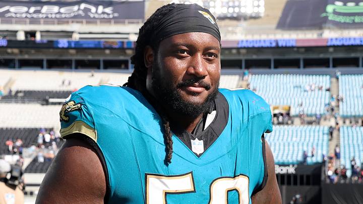 Sep 27, 2026; Jacksonville, Florida, USA;  Jacksonville Jaguars defensive tackle Davon Hamilton (52) walks off the field after defeating the New England Patriots at EverBank Stadium.  Mandatory Credit: Morgan Tencza-Imagn Images