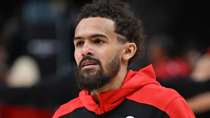 Trae Young #11 of the Atlanta Hawks looks on before facing the Miami Heat.