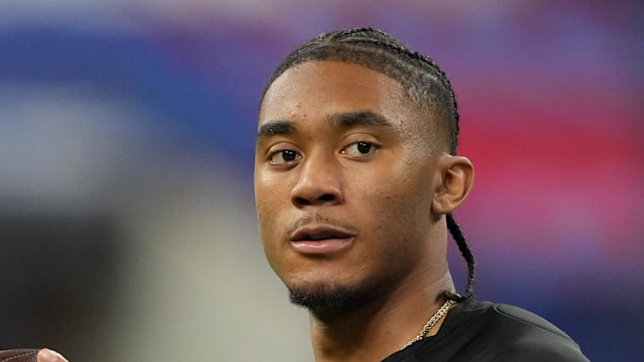 Arkansas quarterback Taylen Green (QB08). Mandatory Credit: Kirby Lee-Imagn Images Arkansas quarterback Taylen Green (QB08). Mandatory Credit: Kirby Lee-Imagn Images