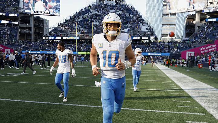 Oct 4, 2026; Seattle, Washington, USA; Los Angeles Chargers quarterback Justin Herbert (10) runs off the field after the game against the Seattle Seahawks at Lumen Field. Mandatory Credit: Joe Nicholson-Imagn Images Oct 4, 2026; Seattle, Washington, USA; Los Angeles Chargers quarterback Justin Herbert (10) runs off the field after the game against the Seattle Seahawks at Lumen Field. Mandatory Credit: Joe Nicholson-Imagn Images
