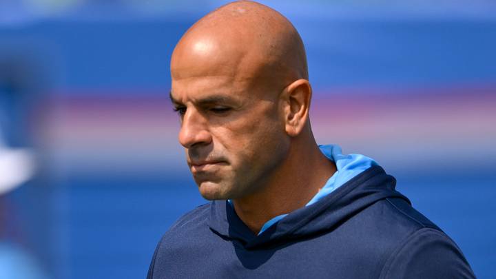 Sep 20, 2026; Nashville, Tennessee, USA; Tennessee Titans head coach Robert Saleh takes the field during pre-game warmups against the Philadelphia Eagles at Nissan Stadium. Mandatory Credit: Steve Roberts-Imagn Images