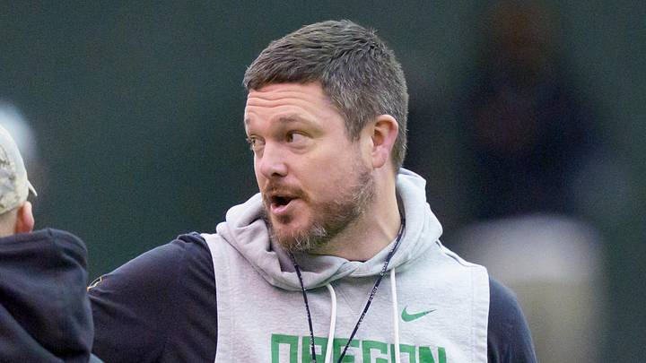 Oregon head coach Dan Lanning walks the field as the Oregon Ducks practice on Jan. 5, 2025, at the Moshofsky Center in Eugene, Oregon, ahead of the Peach Bowl. Oregon head coach Dan Lanning walks the field as the Oregon Ducks practice on Jan. 5, 2025, at the Moshofsky Center in Eugene, Oregon, ahead of the Peach Bowl.