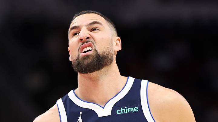  Dallas Mavericks guard Klay Thompson (31) reacts after a play during the first quarter against the Houston Rockets at Toyota Center on Jan 31, 2026.