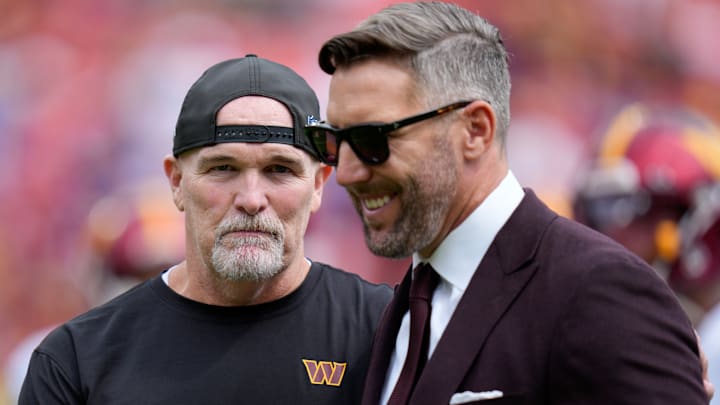 Washington Commanders head coach Dan Quinn and general manager Adam Peters Washington Commanders head coach Dan Quinn and general manager Adam Peters