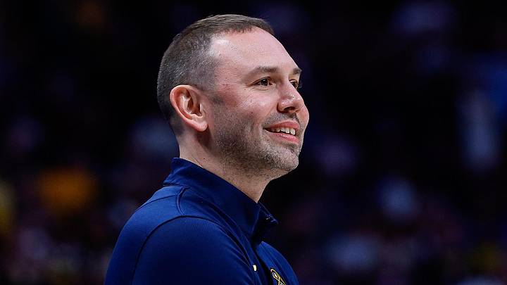 Mar 25, 2026; Denver, Colorado, USA; Denver Nuggets head coach David Adelman looks on in the fourth quarter against the Dallas Mavericks at Ball Arena. Mandatory Credit: Isaiah J. Downing-Imagn Images