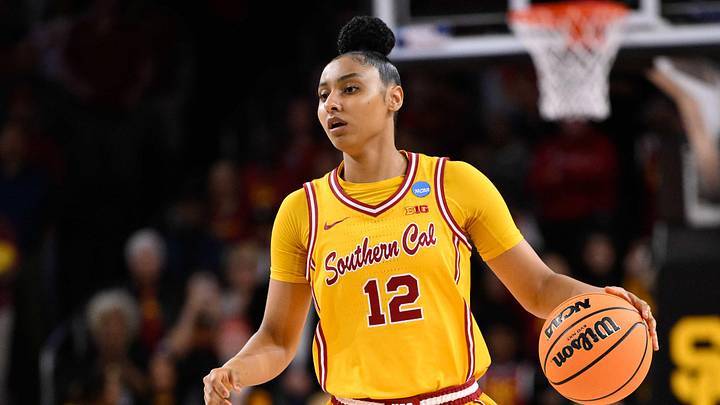 Mar 24, 2025; Los Angeles, California, USA; USC Trojans guard JuJu Watkins (12) during an NCAA Tournament second round game against the Mississippi State Bulldogs at Galen Center. 