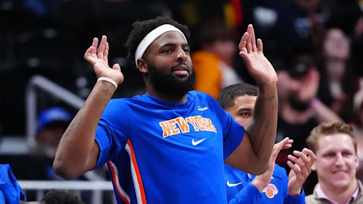 Mar 6, 2026; Denver, Colorado, USA; New York Knicks center Mitchell Robinson (23) reacts in the fourth quarter against the Denver Nuggets at Ball Arena. Mandatory Credit: Ron Chenoy-Imagn Images Mar 6, 2026; Denver, Colorado, USA; New York Knicks center Mitchell Robinson (23) reacts in the fourth quarter against the Denver Nuggets at Ball Arena. Mandatory Credit: Ron Chenoy-Imagn Images