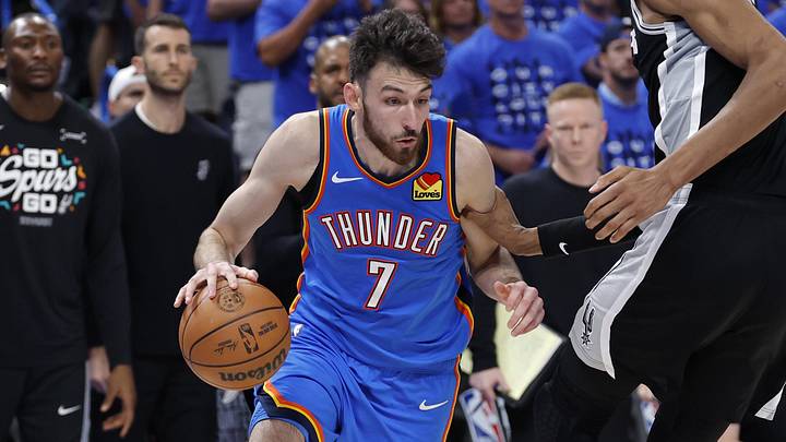 May 30, 2026; Oklahoma City, Oklahoma, USA; Oklahoma City Thunder center Chet Holmgren (7) drives against San Antonio Spurs forward Victor Wembanyama (1) in the fourth quarter during game seven of the western conference finals for the 2026 NBA playoffs at Paycom Center. Mandatory Credit: Alonzo Adams-Imagn Images May 30, 2026; Oklahoma City, Oklahoma, USA; Oklahoma City Thunder center Chet Holmgren (7) drives against San Antonio Spurs forward Victor Wembanyama (1) in the fourth quarter during game seven of the western conference finals for the 2026 NBA playoffs at Paycom Center. Mandatory Credit: Alonzo Adams-Imagn Images