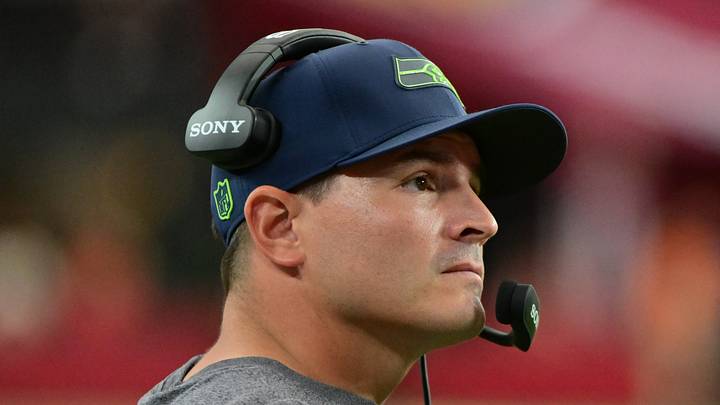 Seattle Seahawks head coach Mike Macdonald looks on