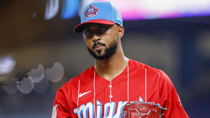 Sep 24, 2022; Miami, Florida, USA; Miami Marlins starting pitcher Sandy Alcantara (22) returns to the dugout after pitching the fifth inning against the Washington Nationals at loanDepot Park. Mandatory Credit: Sam Navarro-Imagn Images Sep 24, 2022; Miami, Florida, USA; Miami Marlins starting pitcher Sandy Alcantara (22) returns to the dugout after pitching the fifth inning against the Washington Nationals at loanDepot Park. Mandatory Credit: Sam Navarro-Imagn Images