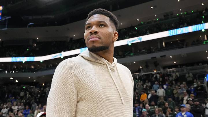 Apr 10, 2026; Milwaukee, Wisconsin, USA;  Milwaukee Bucks forward Giannis Antetokounmpo (34) looks around following the game against the Brooklyn Nets at Fiserv Forum. Mandatory Credit: Jeff Hanisch-Imagn Images
