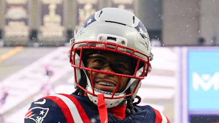 Jan 18, 2026; Foxborough, MA, USA; New England Patriots wide receiver DeMario Douglas (3) celebrates a touchdown in the first quarter in an AFC Divisional Round game against the Houston Texans at Gillette Stadium. Mandatory Credit: David Butler II-Imagn Images Jan 18, 2026; Foxborough, MA, USA; New England Patriots wide receiver DeMario Douglas (3) celebrates a touchdown in the first quarter in an AFC Divisional Round game against the Houston Texans at Gillette Stadium. Mandatory Credit: David Butler II-Imagn Images