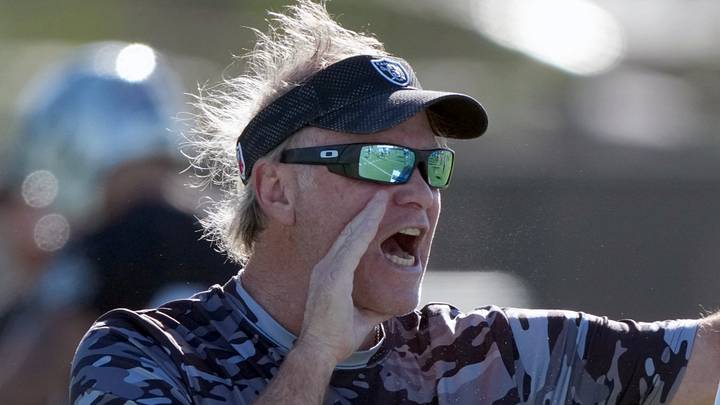 Jun 9, 2026; Henderson, NV, USA; Las Vegas Raiders special teams coordinator Joe DeCamillis during minicamp at Intermountain Health Performance Center. Mandatory Credit: Kirby Lee-Imagn Images Jun 9, 2026; Henderson, NV, USA; Las Vegas Raiders special teams coordinator Joe DeCamillis during minicamp at Intermountain Health Performance Center. Mandatory Credit: Kirby Lee-Imagn Images