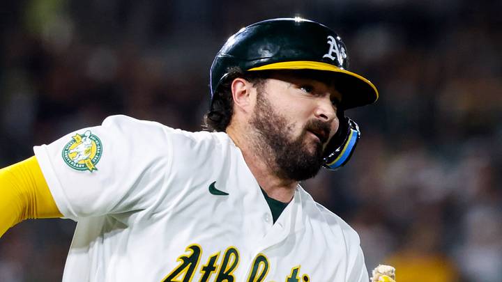 Sep 23, 2026; West Sacramento, California, USA; Athletics designated hitter Shea Langeliers (23) hits a hits an RBI double during the sixth inning against the Los Angeles Angels at Sutter Health Park. Mandatory Credit: Sergio Estrada-Imagn Images Sep 23, 2026; West Sacramento, California, USA; Athletics designated hitter Shea Langeliers (23) hits a hits an RBI double during the sixth inning against the Los Angeles Angels at Sutter Health Park. Mandatory Credit: Sergio Estrada-Imagn Images