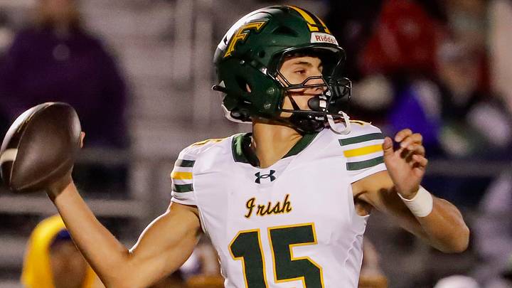 Freedom quarterback Owen Henkel (15) attempts to pass the ball versus Sheboygan Falls in a North Eastern Conference (NEC) game on October 9, 2025.