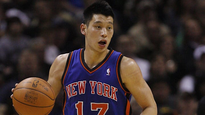 Mar 7, 2012; San Antonio, TX, USA; New York Knicks guard Jeremy Lin (17) dribbles up court during the second half against the San Antonio Spurs at the AT&T Center. The Spurs won 118-105. Mandatory Credit: Soobum Im-Imagn Images Mar 7, 2012; San Antonio, TX, USA; New York Knicks guard Jeremy Lin (17) dribbles up court during the second half against the San Antonio Spurs at the AT&T Center. The Spurs won 118-105. Mandatory Credit: Soobum Im-Imagn Images