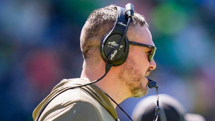 Oregon head coach Dan Lanning looks on during the Oregon Ducks annual spring game on April 25, 2026 at Autzen Stadium in Eugene, Oregon. Oregon head coach Dan Lanning looks on during the Oregon Ducks annual spring game on April 25, 2026 at Autzen Stadium in Eugene, Oregon.