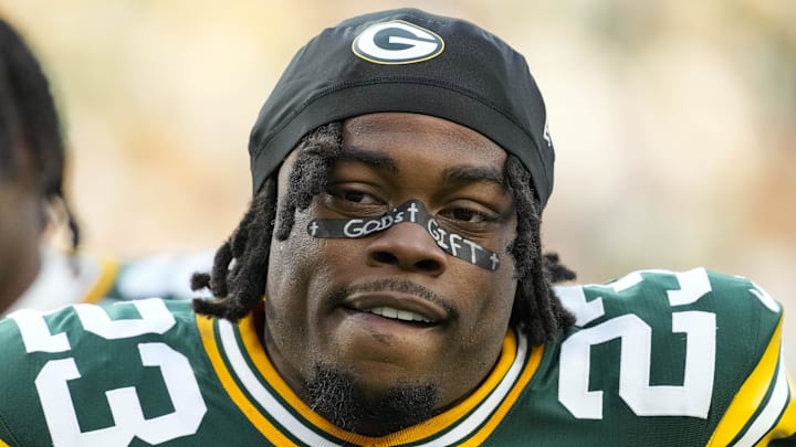 Green Bay Packers running back Emanuel Wilson during the game against the Detroit Lions.