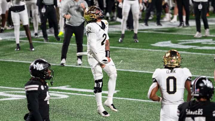 Robby Ashford (2) celebrates during the Duke's Mayo Bowl, Jan. 2, 2025. Robby Ashford (2) celebrates during the Duke's Mayo Bowl, Jan. 2, 2025.