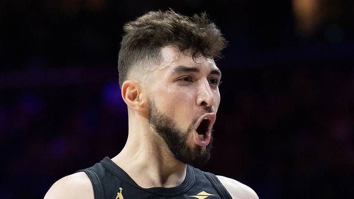 Cleveland Cavaliers guard Ty Jerome (2) reacts to his score against the Philadelphia 76ers during the fourth quarter at Wells Fargo Center on January 24, 2025.