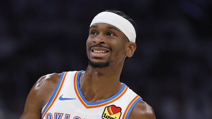 May 26, 2026; Oklahoma City, Oklahoma, USA; Oklahoma City Thunder guard Shai Gilgeous-Alexander (2) reacts after a play during the third quarter against the San Antonio Spurs in game five of the western conference finals for the 2026 NBA playoffs at Paycom Center. Mandatory Credit: Alonzo Adams-Imagn Images May 26, 2026; Oklahoma City, Oklahoma, USA; Oklahoma City Thunder guard Shai Gilgeous-Alexander (2) reacts after a play during the third quarter against the San Antonio Spurs in game five of the western conference finals for the 2026 NBA playoffs at Paycom Center. Mandatory Credit: Alonzo Adams-Imagn Images