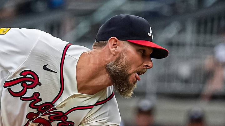 Aug 27, 2026; Cumberland, Georgia, USA; Atlanta Braves pitcher Chris Sale (51) pitches against the Los Angeles Dodgers during the first inning at Truist Park. Mandatory Credit: Dale Zanine-Imagn Images