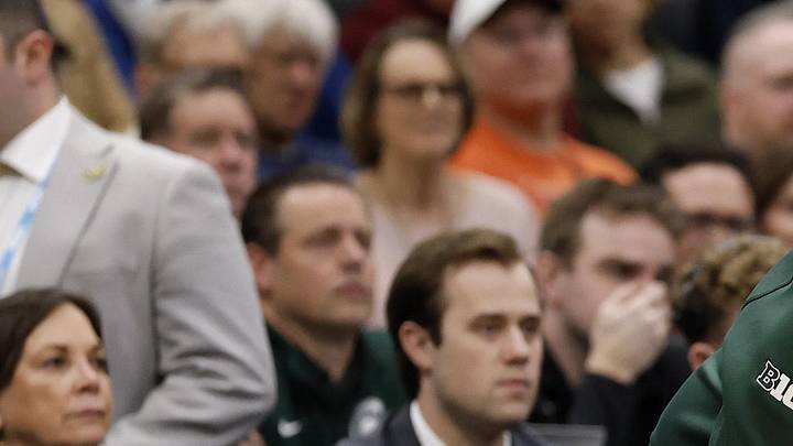 Mar 27, 2026; Washington, DC, USA; Michigan State Spartans head coach Tom Izzo in the first half during a Sweet Sixteen game of the East Regional of the men's 2026 NCAA Tournament at Capital One Arena. Mandatory Credit: Geoff Burke-Imagn Images