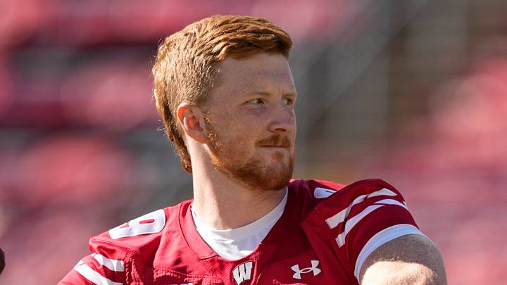 Oct 18, 2025; Madison, Wisconsin, USA; Wisconsin Badgers quarterback Billy Edwards Jr. (9) warms up before the game against the Ohio State Buckeyes at Camp Randall Stadium. Mandatory Credit: Jeff Hanisch-Imagn Images Oct 18, 2025; Madison, Wisconsin, USA; Wisconsin Badgers quarterback Billy Edwards Jr. (9) warms up before the game against the Ohio State Buckeyes at Camp Randall Stadium. Mandatory Credit: Jeff Hanisch-Imagn Images