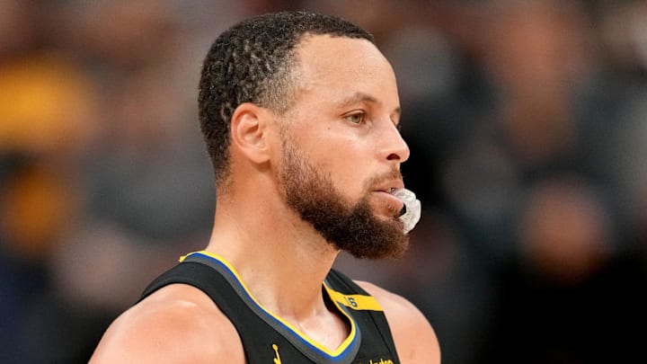 May 2, 2025; San Francisco, California, USA; Golden State Warriors guard Stephen Curry (30) stands on the court during a break in the action against the Houston Rockets in the fourth quarter of game six of the first round for the 2025 NBA Playoffs at Chase Center. Mandatory Credit: Cary Edmondson-Imagn Images May 2, 2025; San Francisco, California, USA; Golden State Warriors guard Stephen Curry (30) stands on the court during a break in the action against the Houston Rockets in the fourth quarter of game six of the first round for the 2025 NBA Playoffs at Chase Center. Mandatory Credit: Cary Edmondson-Imagn Images