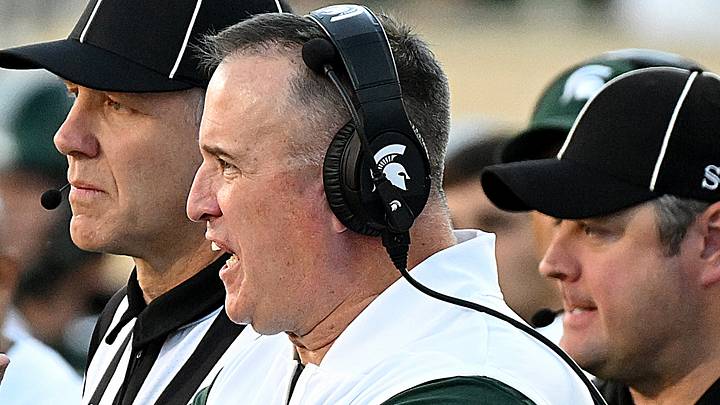 Sep 26, 2026; East Lansing, Michigan, USA; Michigan State Spartans head coach Pat Fitzgerald protests a call that favored the Nebraska Cornhuskers during the first quarter at Spartan Stadium. Mandatory Credit: Dale Young-Imagn Images Sep 26, 2026; East Lansing, Michigan, USA; Michigan State Spartans head coach Pat Fitzgerald protests a call that favored the Nebraska Cornhuskers during the first quarter at Spartan Stadium. Mandatory Credit: Dale Young-Imagn Images