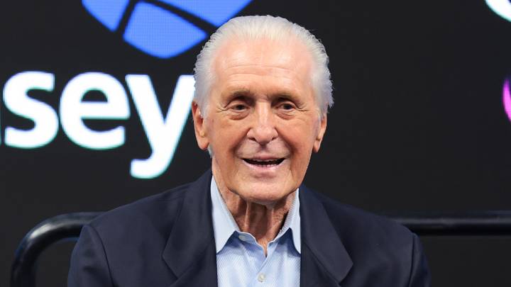 Miami Heat president Pat Riley speaks to reporters during an introductory press conference (Mandatory Credit: Sam Navarro-Imagn Images)