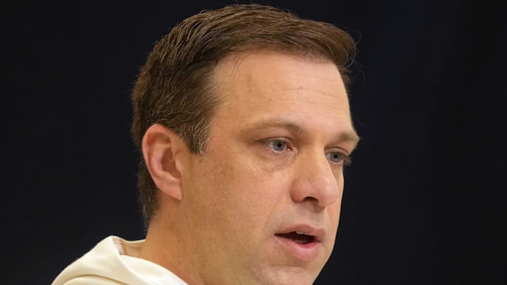 Feb 25, 2025; Indianapolis, IN, USA; Kansas City Chiefs general manager Brett Veach speaks during the NFL Scouting Combine at the Indiana Convention Center. Mandatory Credit: Kirby Lee-Imagn Images Feb 25, 2025; Indianapolis, IN, USA; Kansas City Chiefs general manager Brett Veach speaks during the NFL Scouting Combine at the Indiana Convention Center. Mandatory Credit: Kirby Lee-Imagn Images