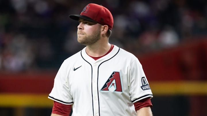 May 27, 2025; Phoenix, Arizona, USA; Arizona Diamondbacks pitcher Corbin Burnes against the Pittsburgh Pirates at Chase Field. Mandatory Credit: Mark J. Rebilas-Imagn Images