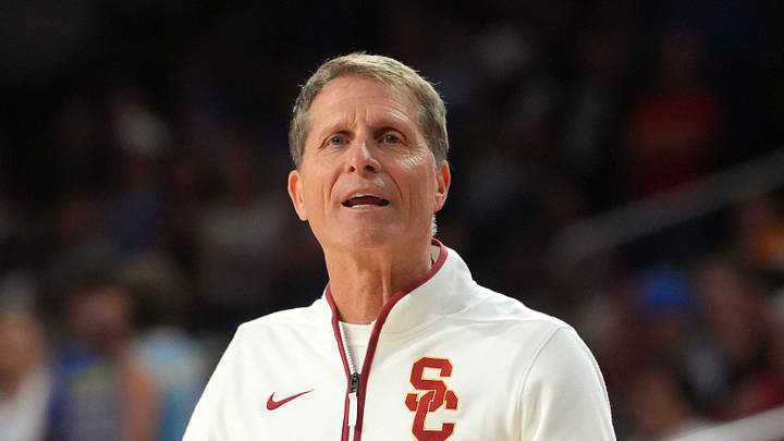 Mar 7, 2026; Los Angeles, California, USA; Southern California Trojans head coach Eric Musselman reacts against the UCLA Bruins at the Galen Center. Mandatory Credit: Kirby Lee-Imagn Images Mar 7, 2026; Los Angeles, California, USA; Southern California Trojans head coach Eric Musselman reacts against the UCLA Bruins at the Galen Center. Mandatory Credit: Kirby Lee-Imagn Images