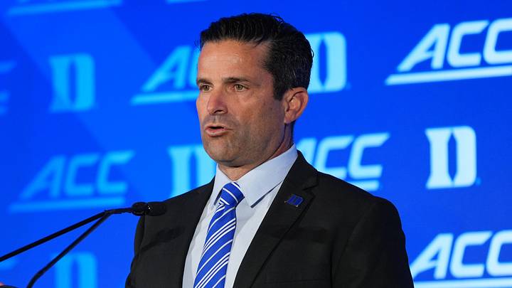 Jul 17, 2026; Charlotte, NC, USA; Duke head coach Manny Diaz talks with the media during interviews at Hilton Charlotte Uptown. Mandatory Credit: Jim Dedmon-Imagn Images Jul 17, 2026; Charlotte, NC, USA; Duke head coach Manny Diaz talks with the media during interviews at Hilton Charlotte Uptown. Mandatory Credit: Jim Dedmon-Imagn Images